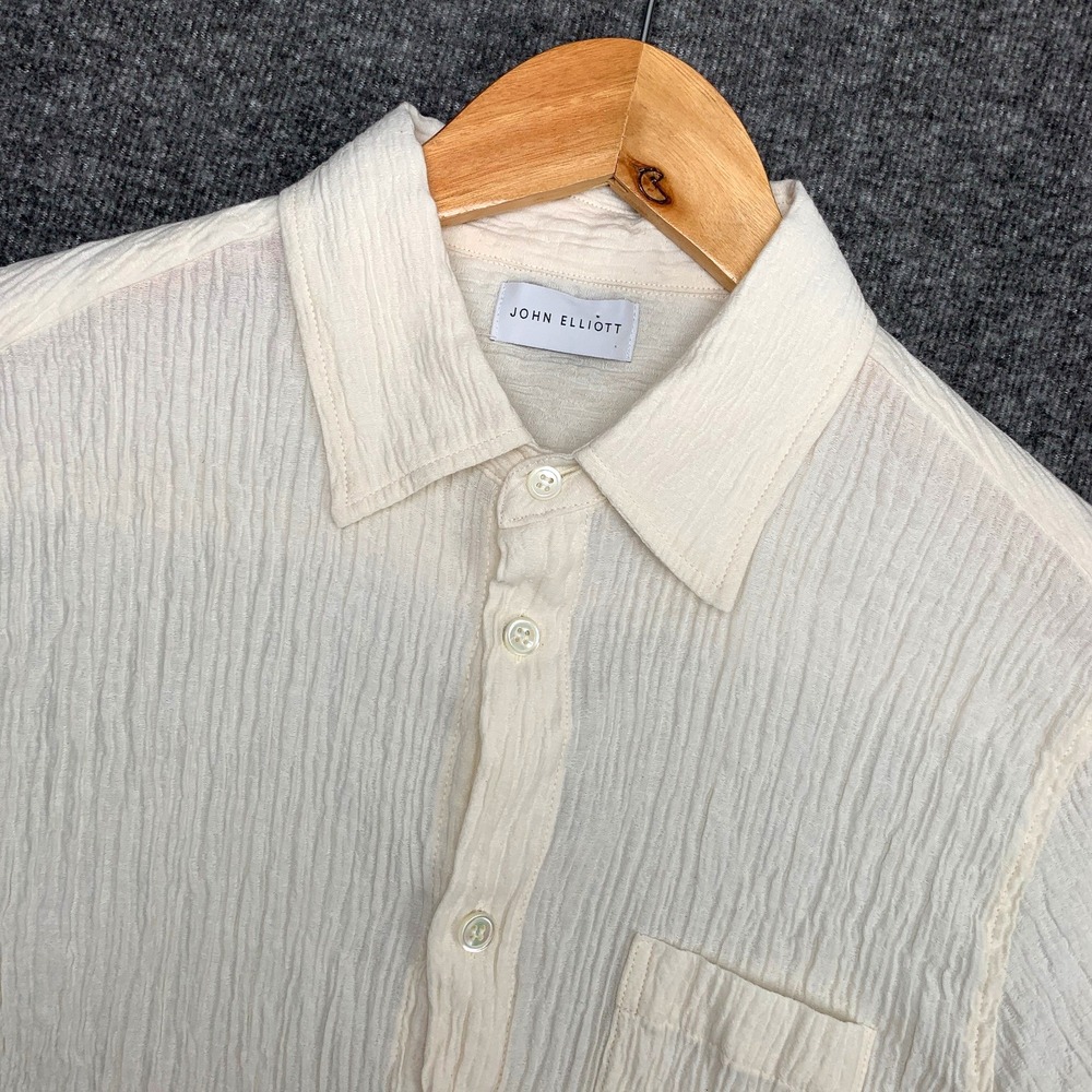 John Elliott Shirt Men Small Crinkled Cloak Short Sleeve Luxury Streetwear Japan